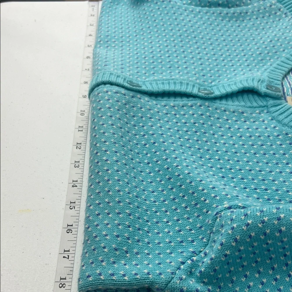 Vintage‎ L.L. Bean Women's Teal  Heart Design Cottagecore Cardigan Size Small